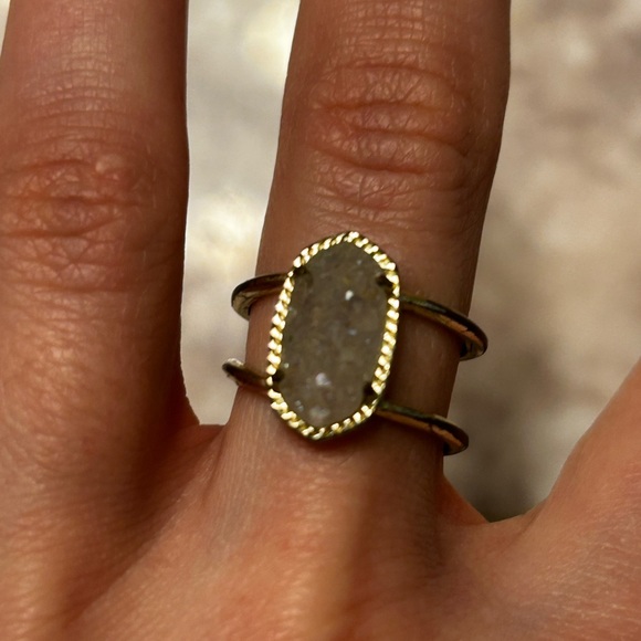 Drusy Rose Quartz Gold Kendra Scott Ring - Picture 1 of 5